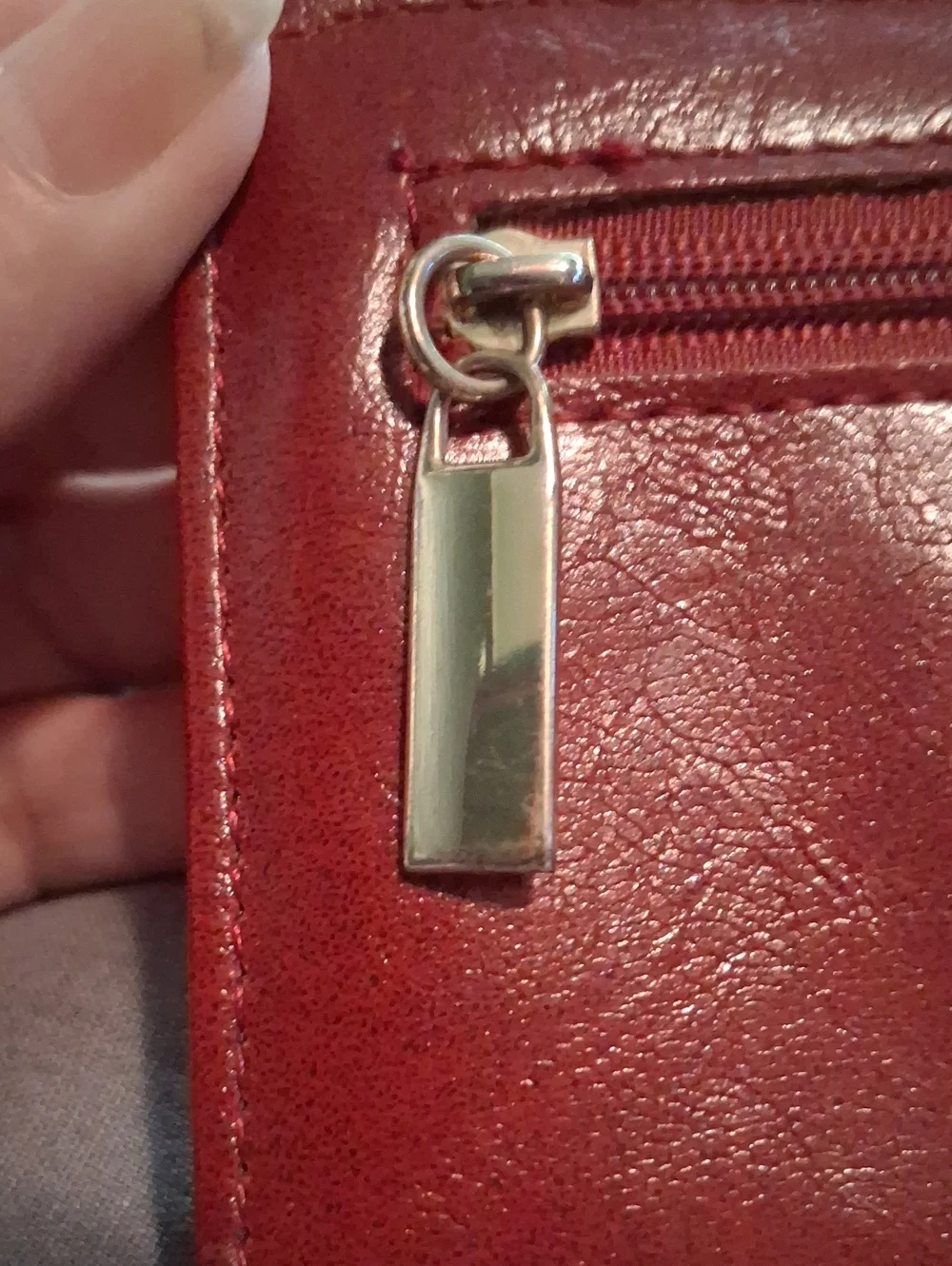 Red Leather Wallet  Women's Long Wallet